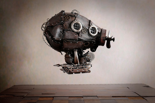 Dirigibile Steampunk su scacchiera
