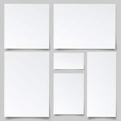 Set of square note papers. Set of square and rectangular note papers with sticky tapes. Vertical and horizontal template design.