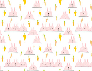 Cute bunny pattern background, Easter pattern for kids, Vector illustration.