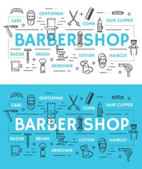 Barbershop service icons and symbols