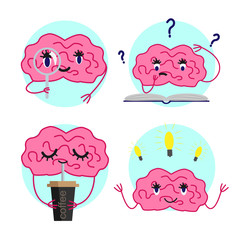 Cartoon brain vector set