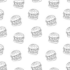 Vector pattern on the fast food theme: burger.