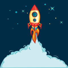 Cartoon rocket start up