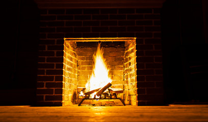 Flame in a fireplace