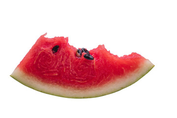 Close up  watermelon with bite isolate on white background with clipping path.