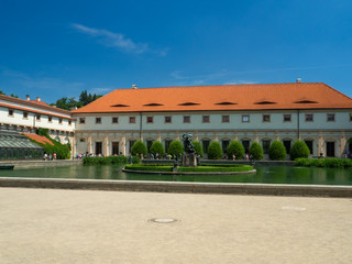 Fototapeta premium PRAGUE, CZECH REPUBLIC - August, 2018 - amazing baroque Wallenstein Palace in Prague and its french garden, today the Senate of the Czech Republic