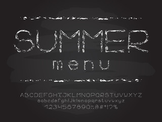 Fototapeta premium Chalky Alphabet slimline design. Vector Letters and numbers