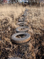 tire tracks in the sand