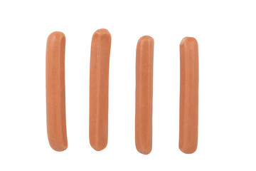 Hot dog sausages isolated on a white background. Cut out.