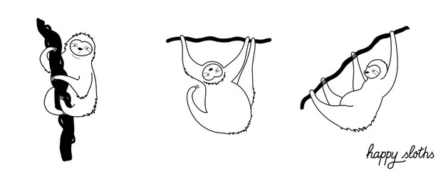 Vector illustration of cute character sloth