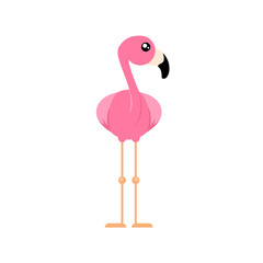 cartoon cute flamingo from the front vector