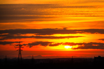 Beautiful fiery sunset