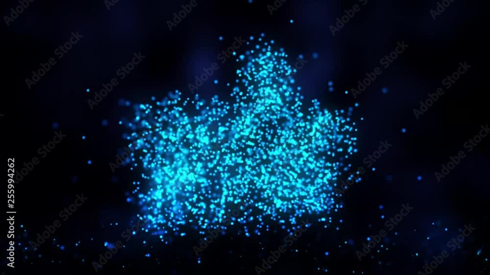 Poster animation of plexus network from like button symbol on colorful background with flowing of plexus pa