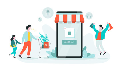 Online shopping web banner. Customer service concept