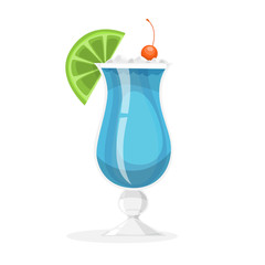 Cocktail. Blue alcohol drink in a glass