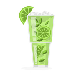 Cocktail. Green alcohol drink in a glass