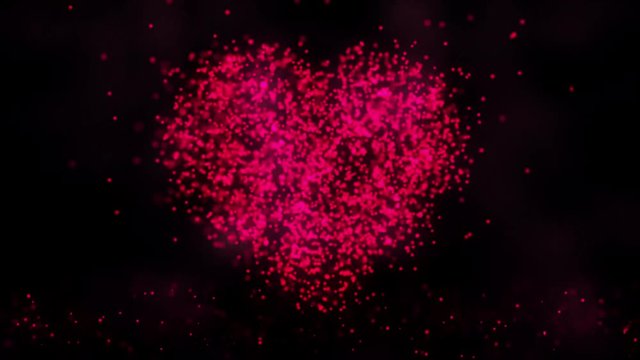 Animation of plexus network from heart symbol on colorful background with flowing of plexus particles. Seamless loop