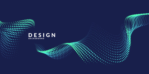 Vector abstract background with dynamic waves, line and particles.