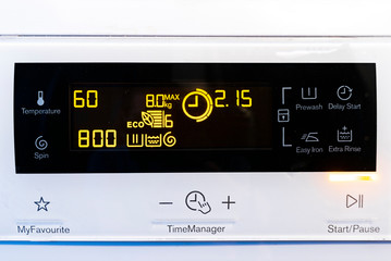Screen and control panel of washing machine 