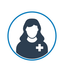 Female Patient profile icon with circle shape. Flat style vector EPS.