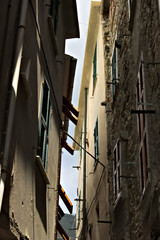 A typical Ligurian caruggio in the village of Corniglia in the Cinque Terre.