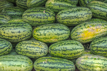 Group of watermelon in market.