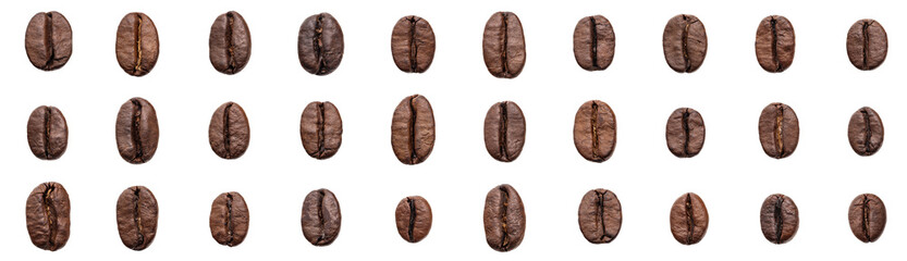 Set coffee beans isolated on white background