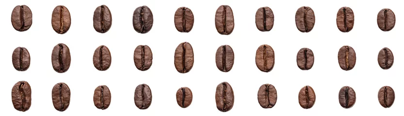 Fotobehang Koffie Set koffiebonen geïsoleerd op een witte achtergrond