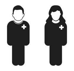 Standing Male and Female Patient Icon. Flat style vector EPS.