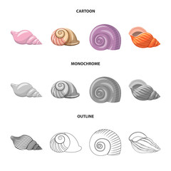 Vector design of animal and decoration symbol. Set of animal and ocean stock vector illustration.