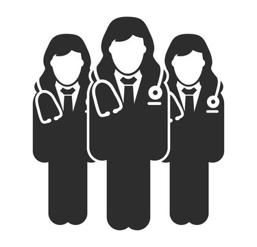 Female Doctor Team Icon. Flat style vector EPS.