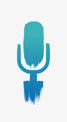 Hand-drawn microphone icons, brush drawing multimedia signs, collection of hand-painted stroke mic signs isolated for poster, logo or tshirt with grunge signs &ndash; Vector