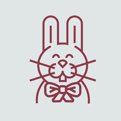 Line icon rabbit with bowknot