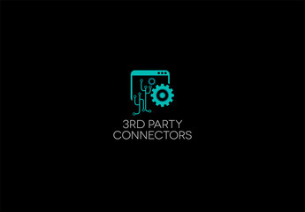 Software icon on black background, 3rd party connectors icon, clean vector - Vector