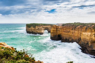 Loch Ard Gorge near the Twelve Apostles on a windy spring day on the Great Ocean Road in Victoria, Australia