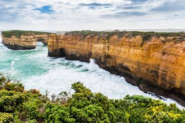 Loch Ard Gorge near the Twelve Apostles on a windy spring day on the Great Ocean Road in Victoria,...