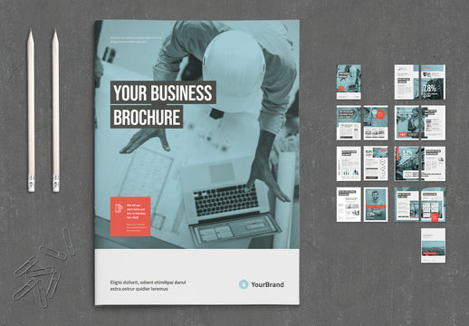 Business Brochure with Coral and Gray Accents