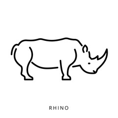 Vector illustration black outline african safari animal rhinoceros icon