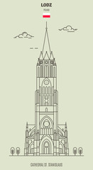 Fototapeta na wymiar Cathedral St Stanislausl in Lodz, Poland. Landmark icon