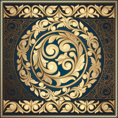 Golden ornate art deco vintage card