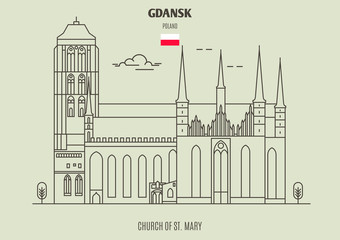 Church of St. Mary in Gdansk, Poland. Landmark icon