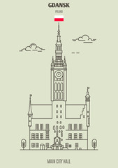 Main City Hall in Gdansk, Poland. Landmark icon