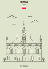 Old Town Hall in Gdansk, Poland. Landmark icon