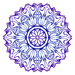 Mandala Pattern. Traditional Indian Mandala. Orient Tribal Circle Sign Illustration. Vector Illustration. Blue purple gradient