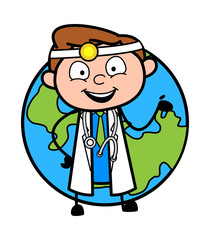 Happy Doctor with Earth Vector
