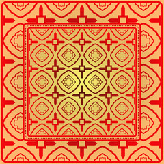Decorative Geometric Ornament With Decorative Border. Repeating Sample Figure And Line. For Modern Interiors Design, Wallpaper, Textile Industry. Sunrise color