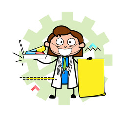 Cartoon Doctor Showing Prescription Vector Illustration