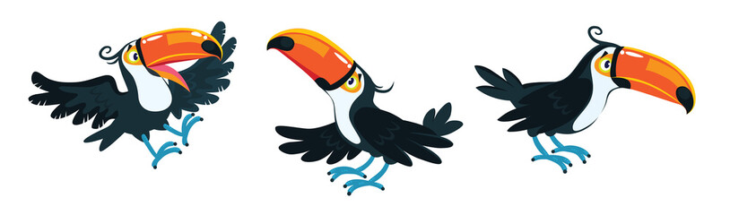 Toucan. Children vector illustration of funny bird