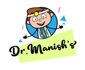 Cartoon Doctor with Name Banner Vector