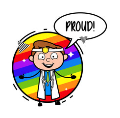 Cartoon Happy Doctor Feeling Proud Vector Concept
